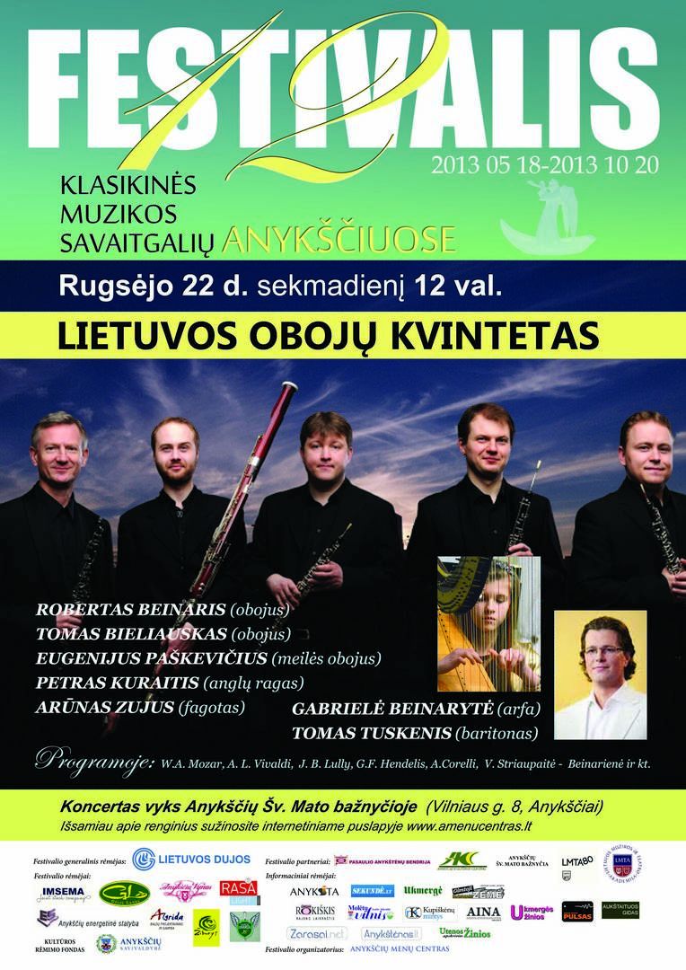 Festivalis „Muzikos savaitgaliai Anykščiuose“ (2013) - Lietuvos obojų kvintetas