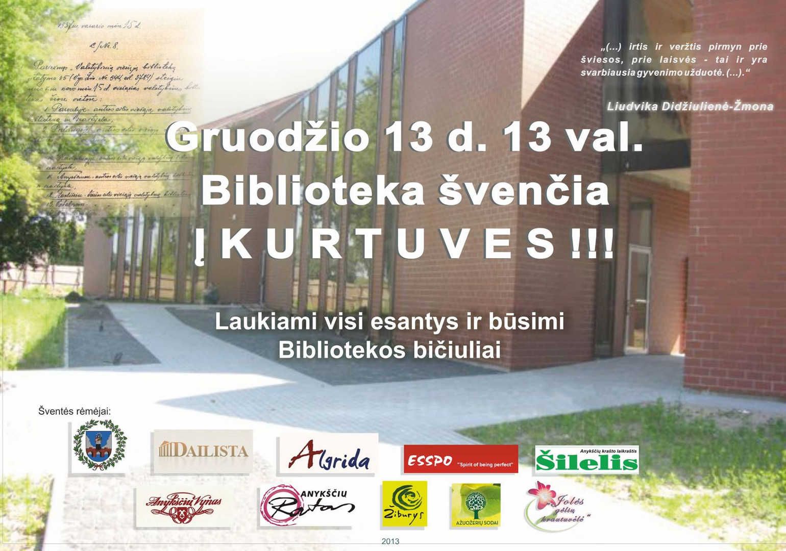 Oficialios Anykščių L. ir S. Didžiulių Viešosios bibliotekos atidarymo iškilmės