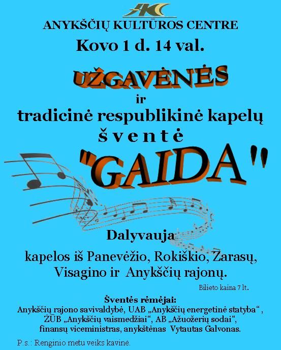 Užgavėnės ir tradicinė respublikinė kapelų šventė „Gaida“