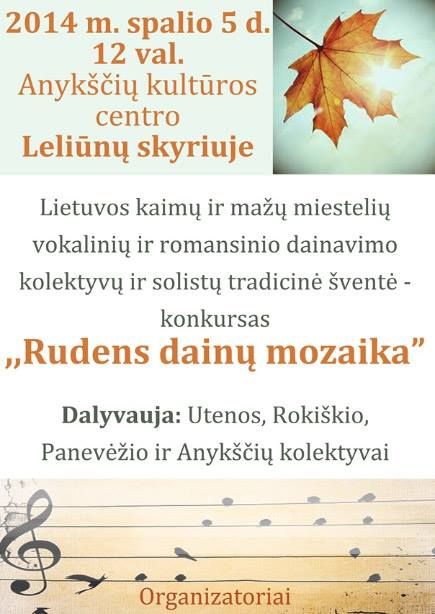 Festivalis-konkursas „Rudens dainų mozaika - 2014“