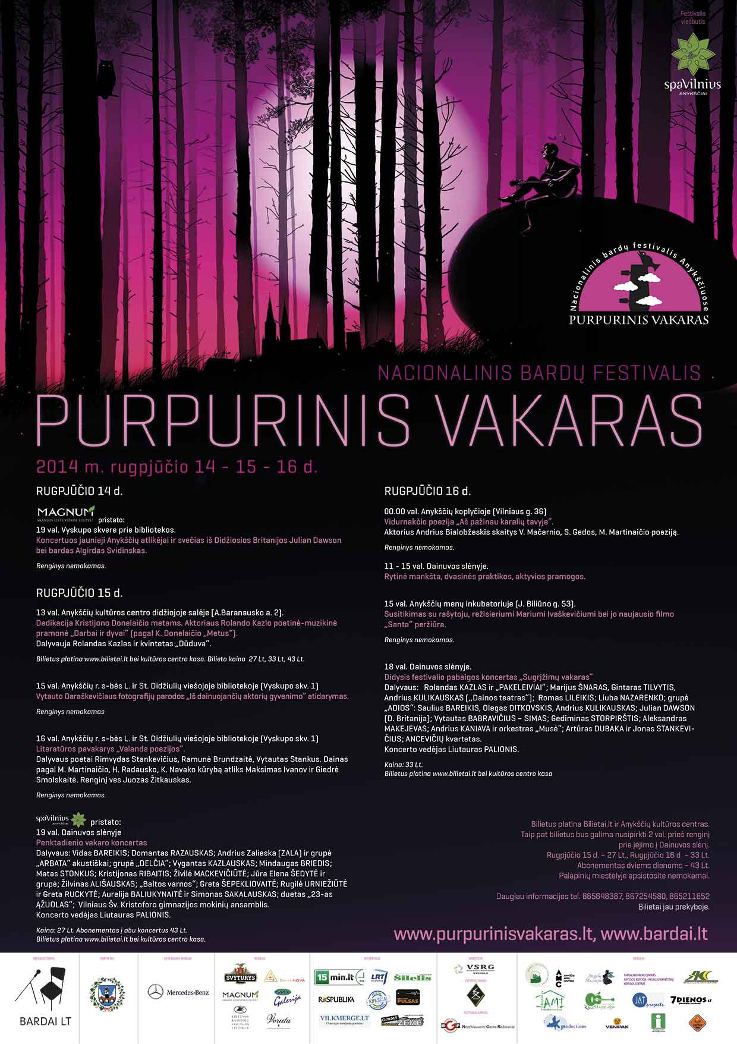 Festivalis „Purpurinis vakaras“ (2014) - Literatūros pavakarys „Valanda poezijos”