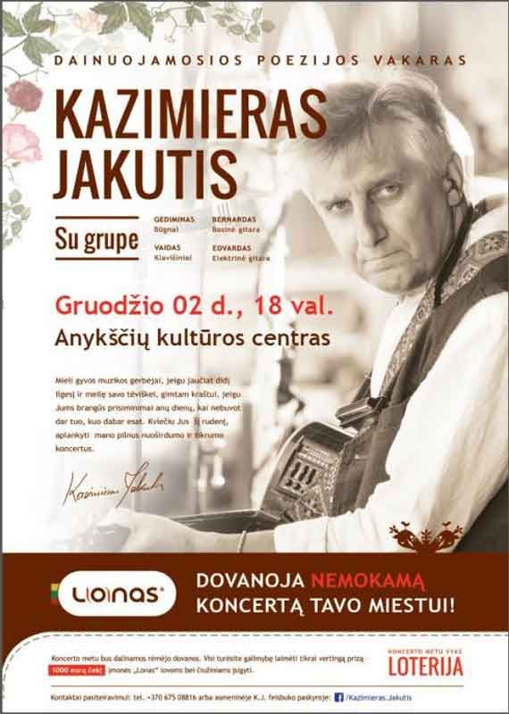 Dainuojamosios poezijos vakaras. Kazimieras Jakutis su grupe.