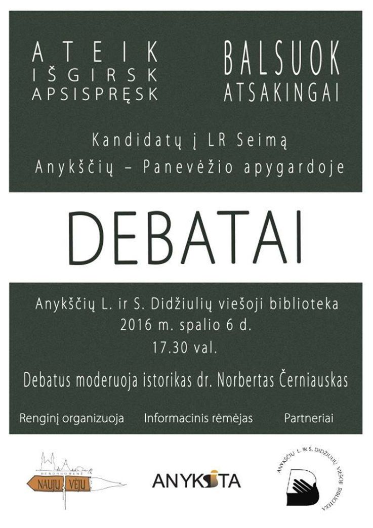 Kandidatų į Lietuvos Respublikos Seimą Anykščių - Panevėžio apygardoje debatai