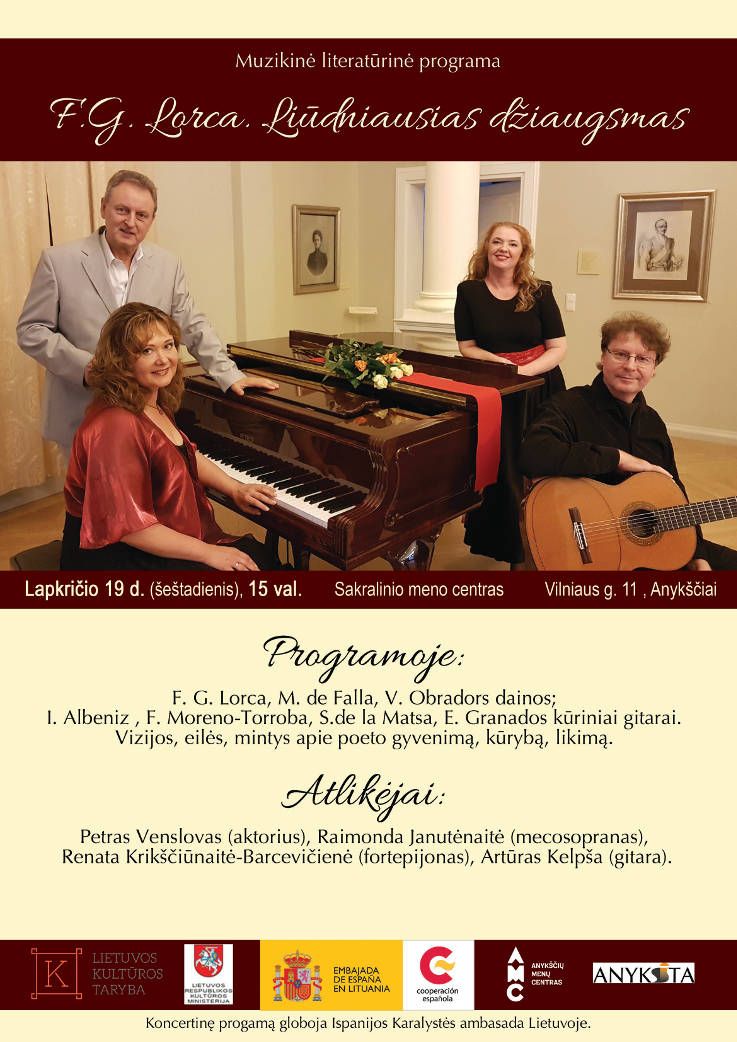 Muzikinė - literatūrinė programa „F. G. Lorca. Liūdniausias džiaugsmas“