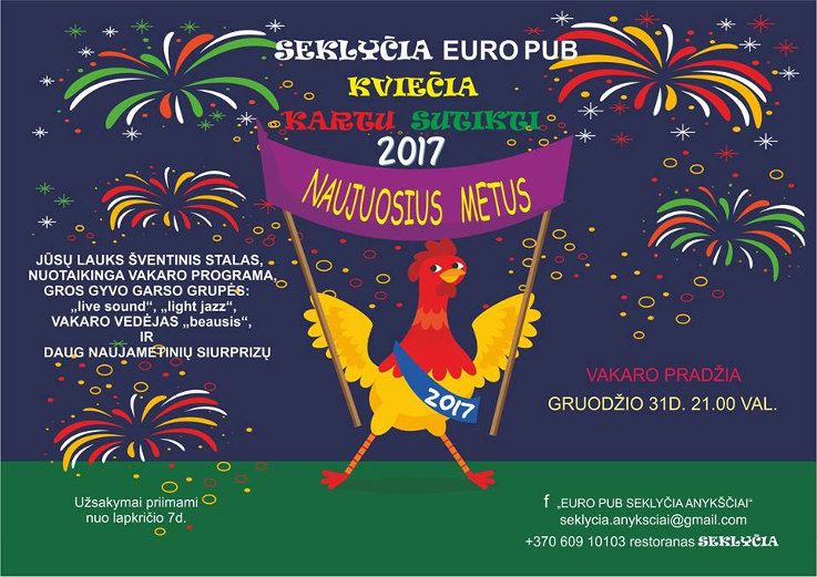 Naujųjų metų sutikimas restorane „Seklyčia Euro Pub“