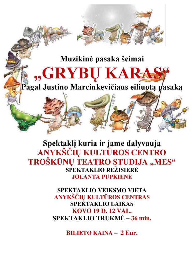 Muzikinė pasaka šeimai „Grybų karas“