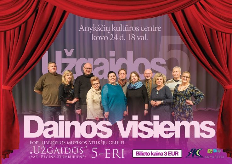 Populiariosios muzikos atlikėjų grupės „Užgaidos“ koncertas „Dainos visiems“