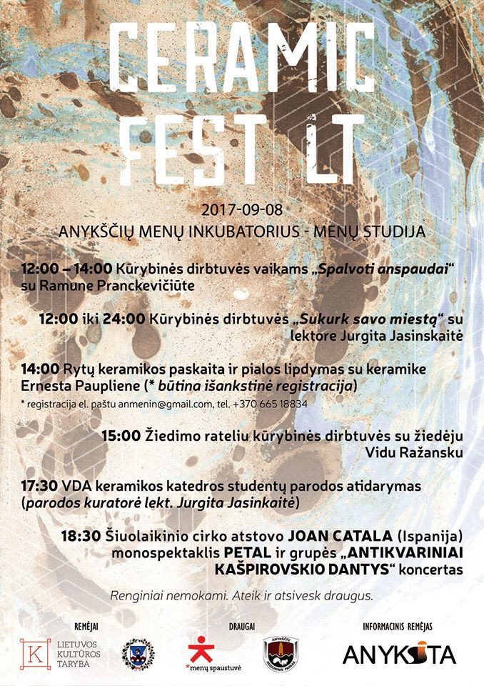 Kūrybinių industrijų festivalis „CERAMIC FEST LT“ (2017) - Kūrybinės keramikos dirbtuvės