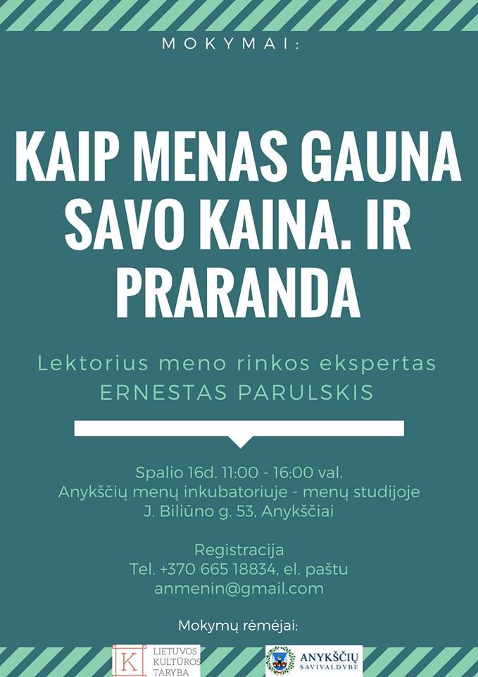 Menotyrininko Ernesto Parulskio paskaita „Kaip menas gauna savo kainą. Ir ją praranda“