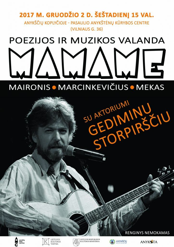 Poezijos ir muzikos valanda „MAMAME“ su Gediminu Storpirščiu