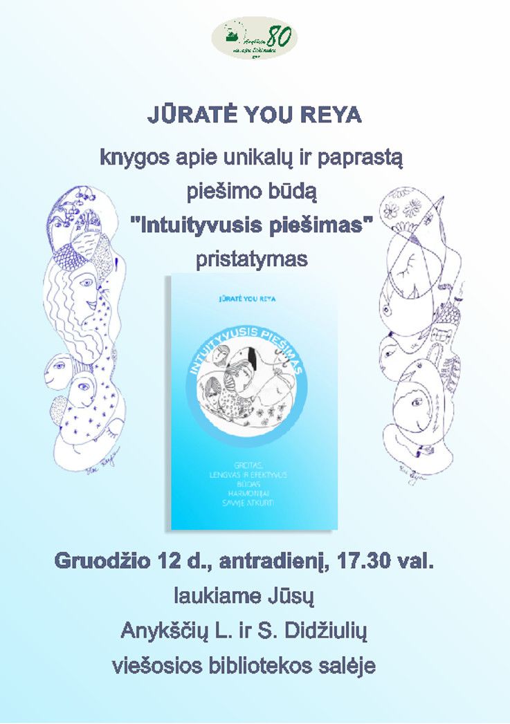Jūratės You Reya knygos apie unikalų ir paprastą piešimo būdą „Intuityvusis piešimas“ pristatymas