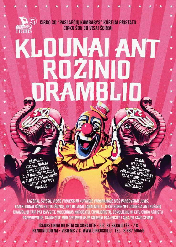 Cirko 3D šou visai šeimai „Klounai ant rožinio dramblio“