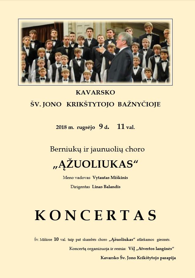 Berniukų ir jaunuolių choro „Ąžuoliukas“ koncertas