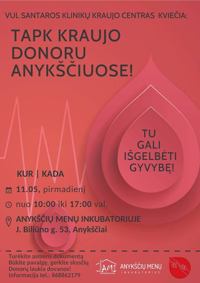 Kraujo donorystės diena ANYKŠČIUOSE!