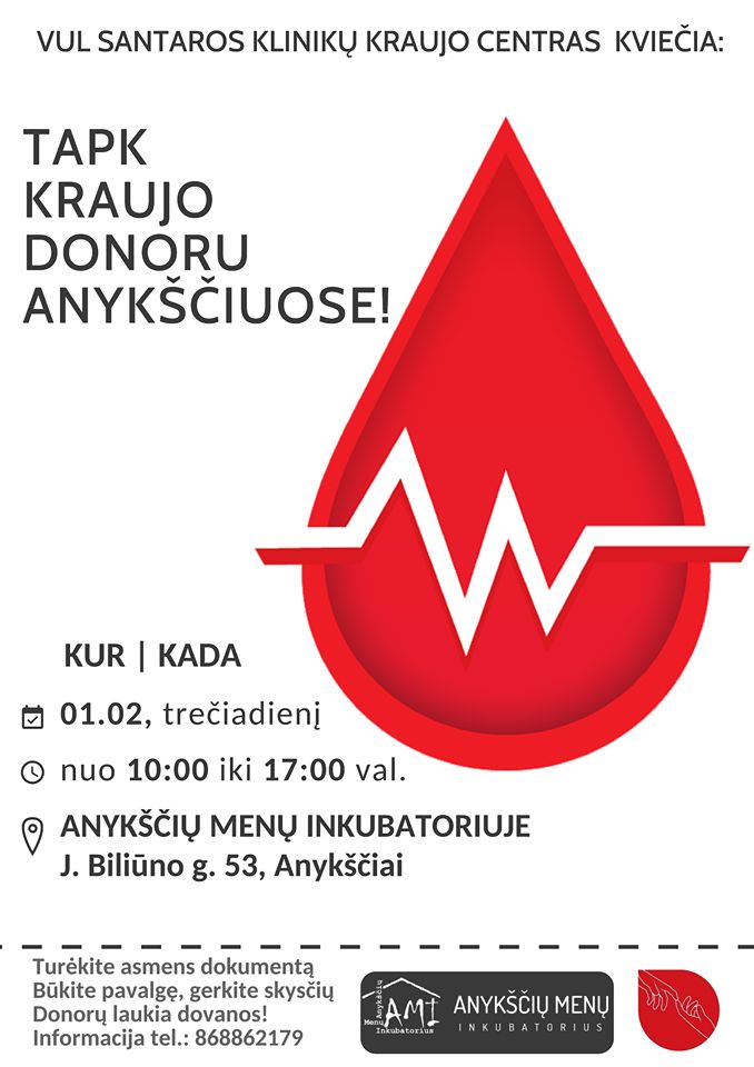 Kraujo donorų diena Anykščiuose!