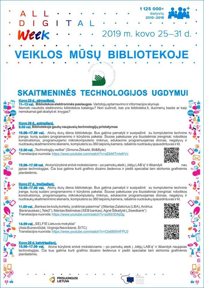 Kasmetinė akcija „Skaitmeninė savaitė“ / Skaitmeninės technologijos ugdymui Anykščių bibliotekoje