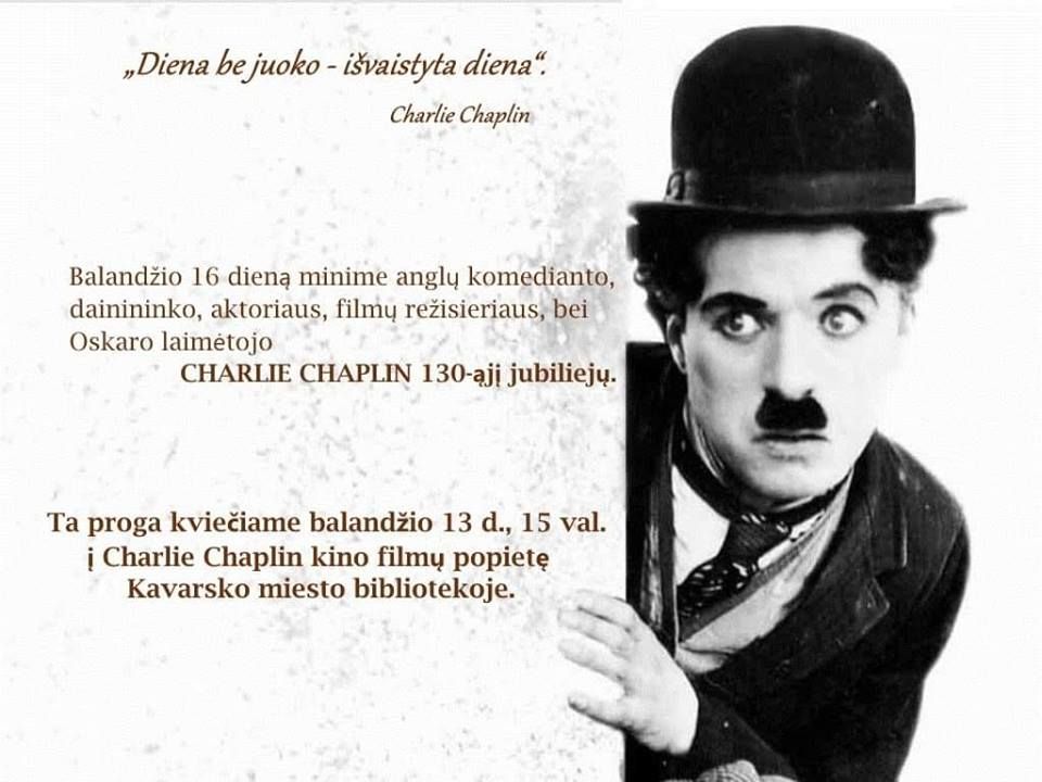 Charlie Chaplin kino filmų popietė Kavarsko miesto bibliotekoje