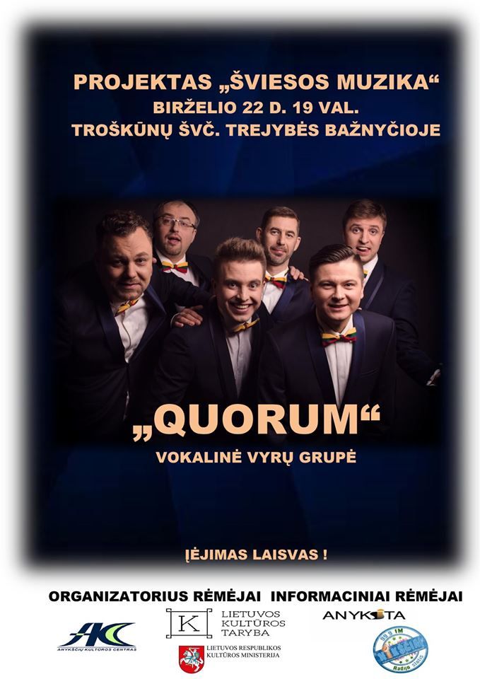 Projektas „Šviesos muzika“ / Vyrų vokalinės grupės „Quorum“ koncertas