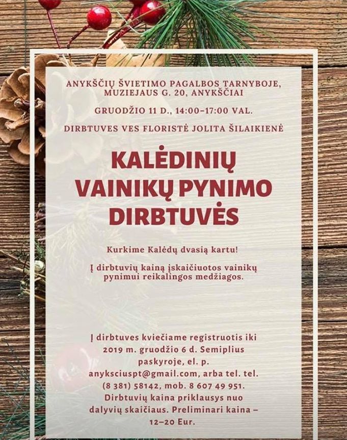 Kalėdinių vainikų pynimo dirbtuvės