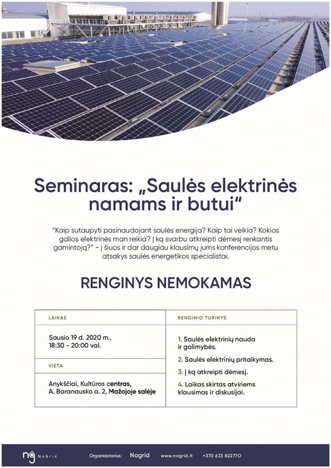 Seminaras „Saulės elektrinės namams ir butui“  