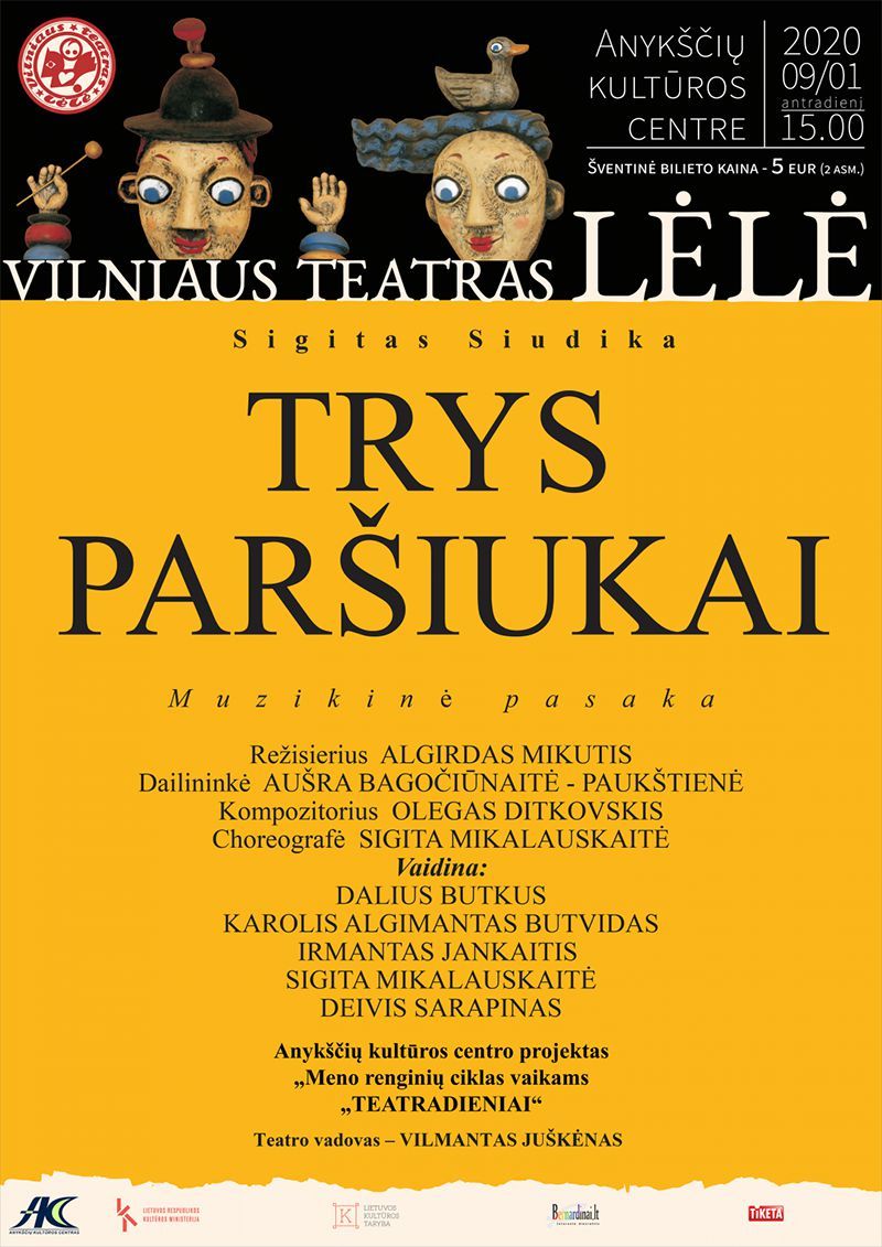 Muzikinė pasaka „TRYS PARŠIUKAI“ / Vilniaus teatras „Lėlė“