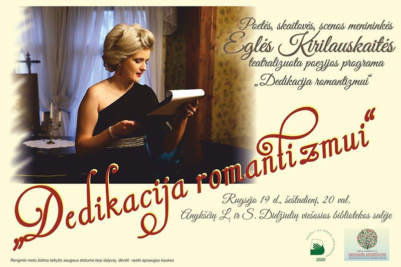 Eglės Kirilauskaitės teatralizuota poezijos programa „Dedikacija romantizmui“