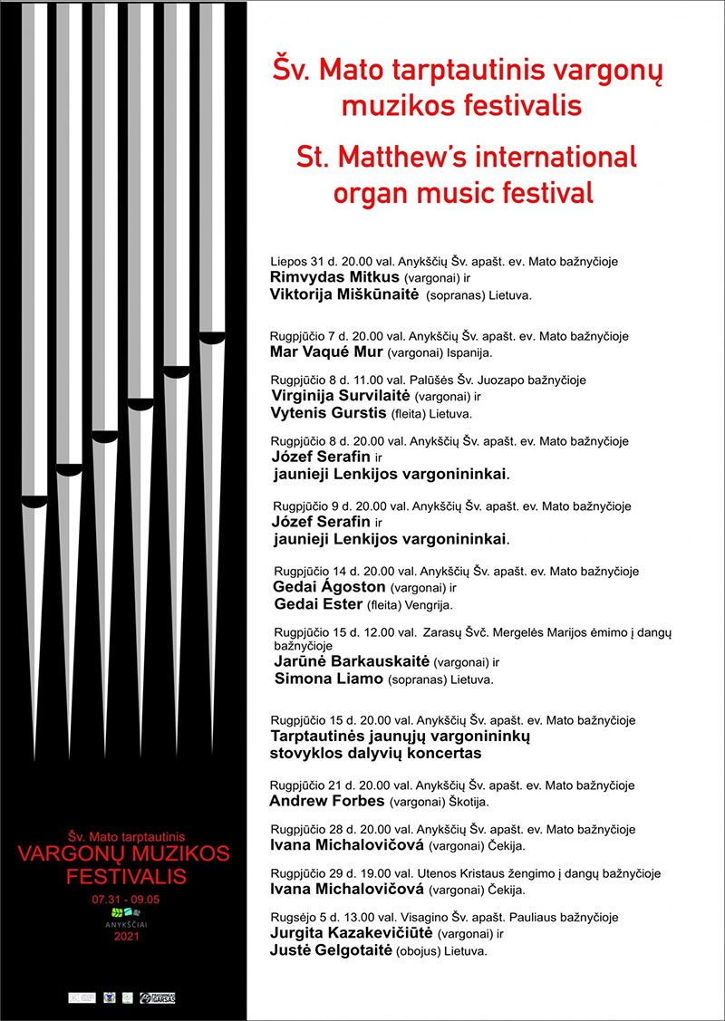 Šv. Mato Tarptautinio Vargonų Muzikos Festivalis (2021) / Atlikėjai Josaf Serafin ir jaunieji Lenkijos vargonininkai