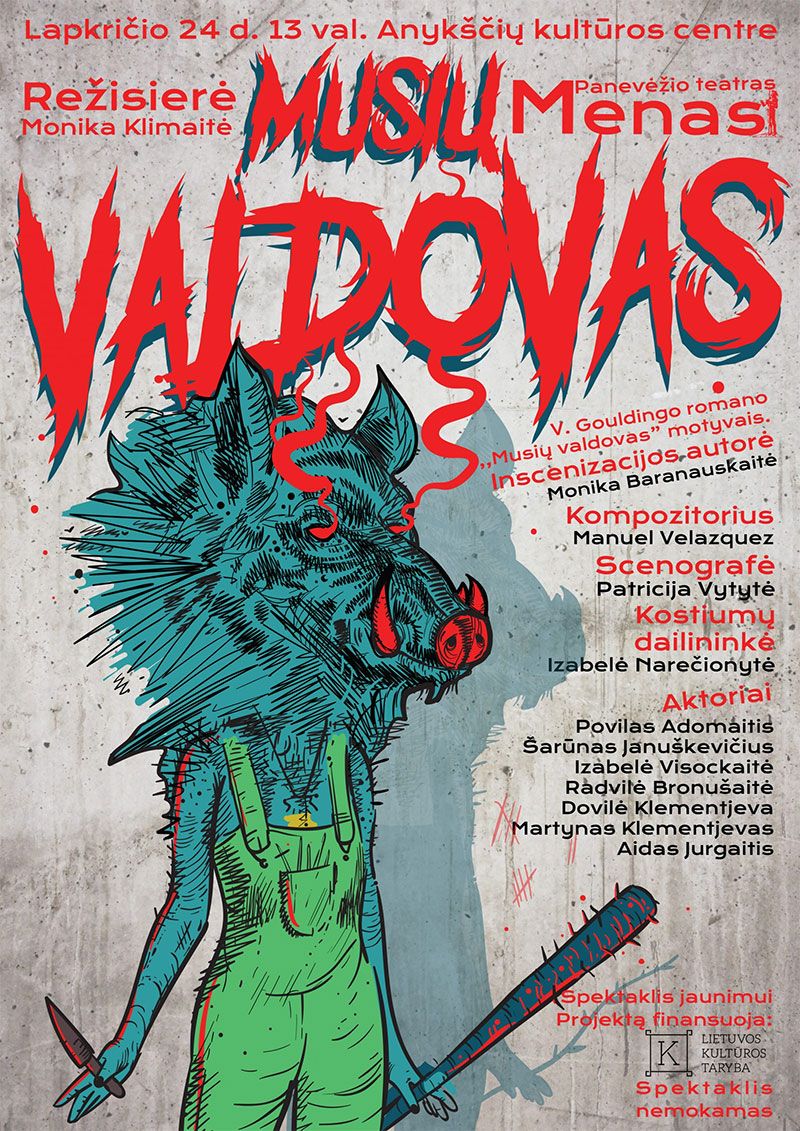 Spektaklis „Musių valdovas“ / W. G. Golding romano motyvais (rež. M. Klimaitė)