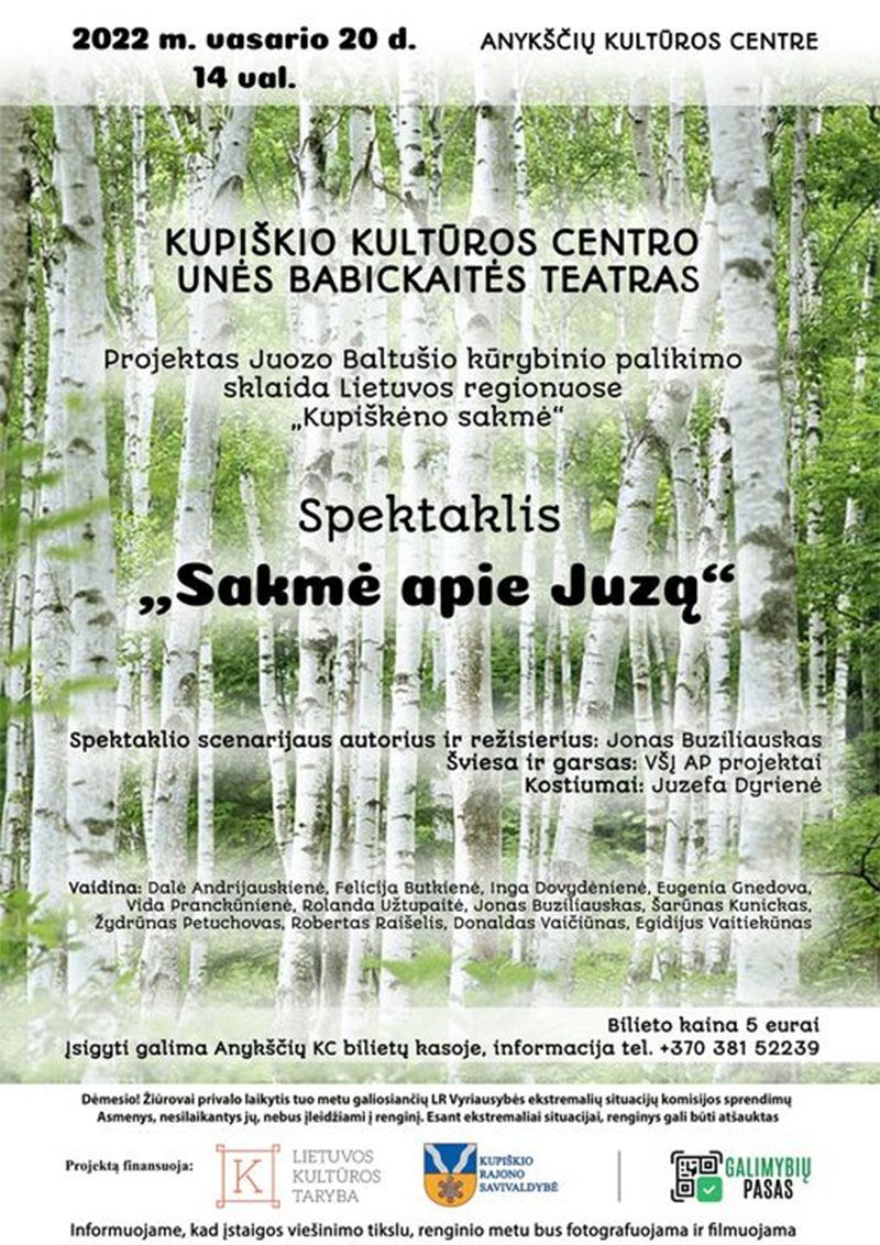 Kupiškio kultūros centro Unės Babickaitės teatras / Spektaklis „Sakmė apie Juzą“