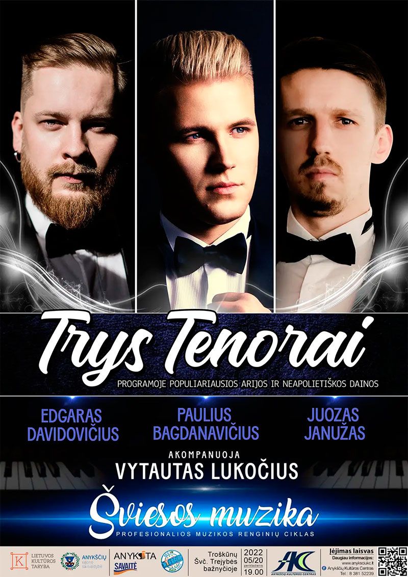 Profesionalios muzikos renginių ciklo „Šviesos muzika“ muzikinis koncertas „Trys tenorai“