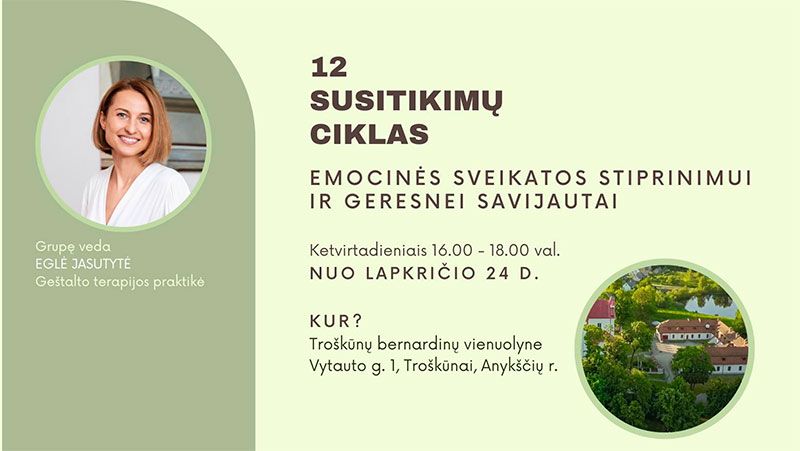 12 susitikimų ciklas: „Emocinės sveikatos stiprinimui ir geresnei savijautai“