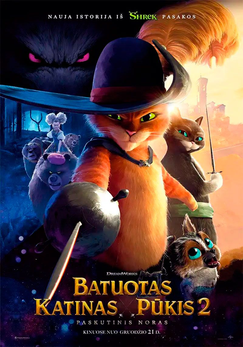 Filmas vaikams „Batuotas katinas Pūkis: paskutinis noras“ (2022 m., Trukmė: 1h 40min)