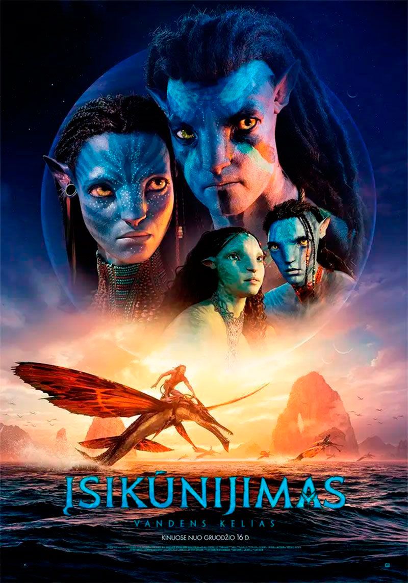 James Cameron filmas „Įsikūnijimas. Vandens kelias“ (2022 m., Trukmė: 3h 10 min, 3D)