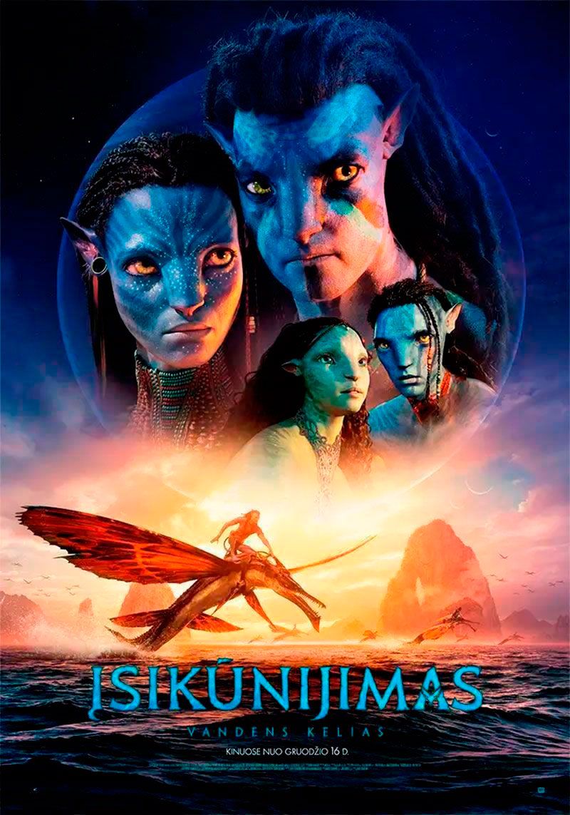 James Cameron filmas „Įsikūnijimas. Vandens kelias“ (2022 m., Trukmė: 3h 10 min, 3D)