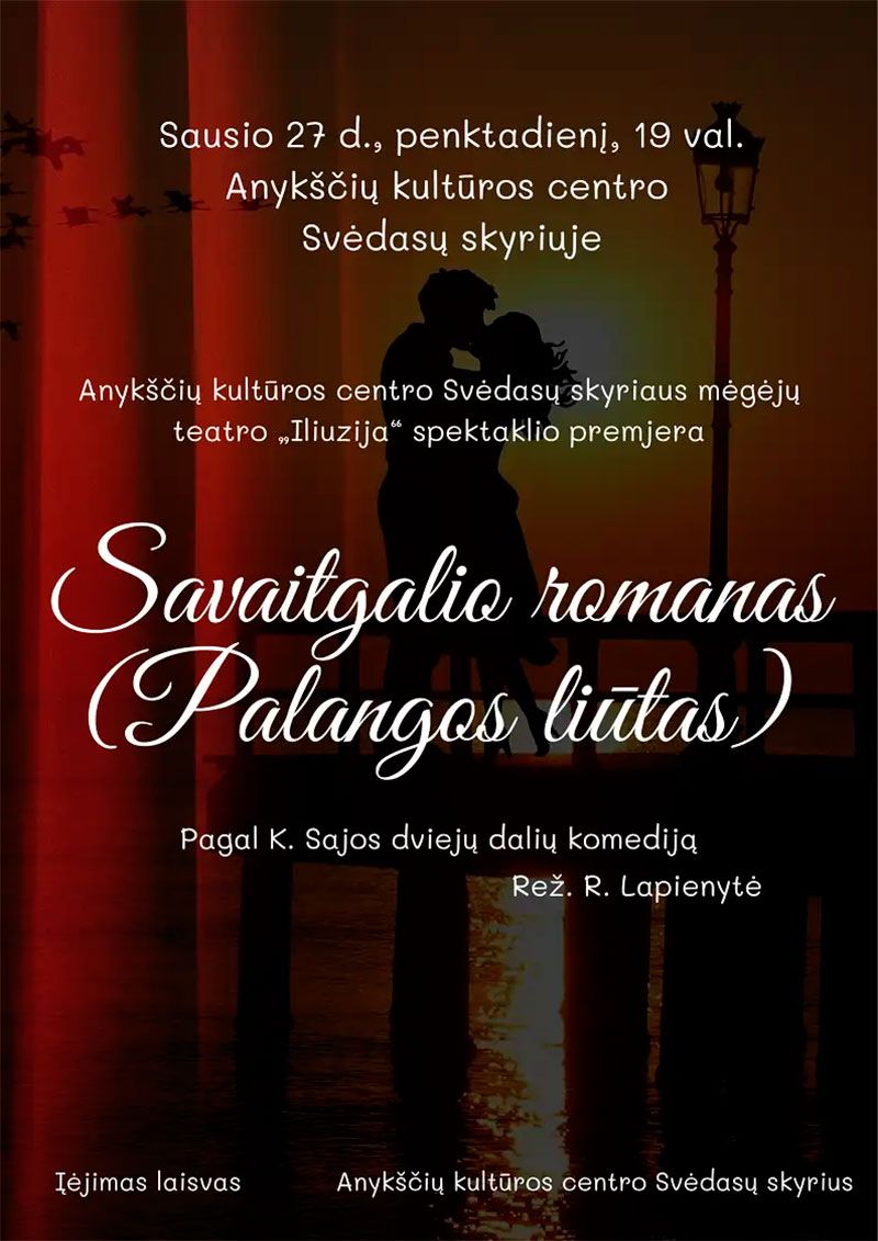 Spektaklio premjera K. Saja „Savaitgalio romanas (Palangos liūtas)“