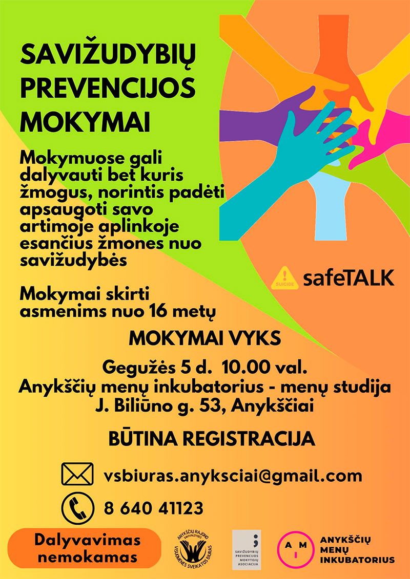 Savižudybių prevencijos mokymai „safeTALK“