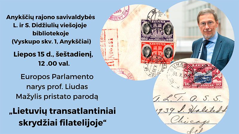 Prof. Liudas Mažylis pristatys parodą „Lietuvių transatlantiniai skrydžiai filatelijoje“