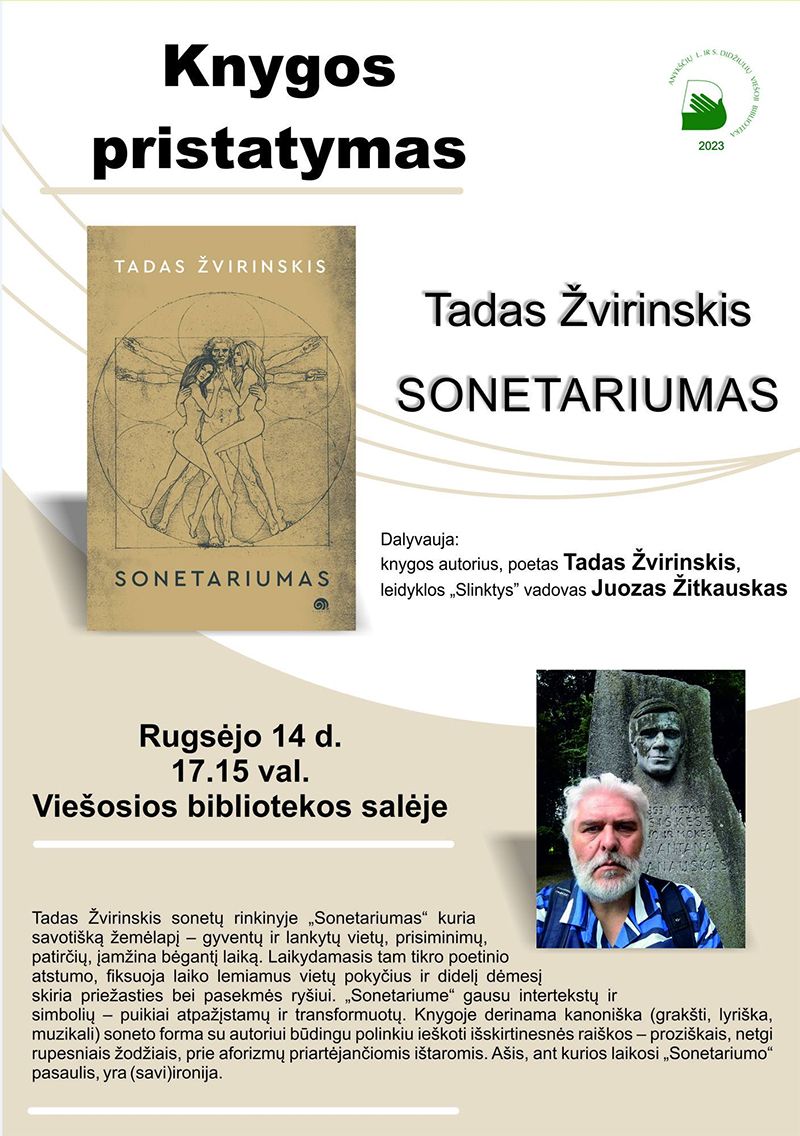 Tado Žvirinskio knygos „Sonetariumas“ pristatymas