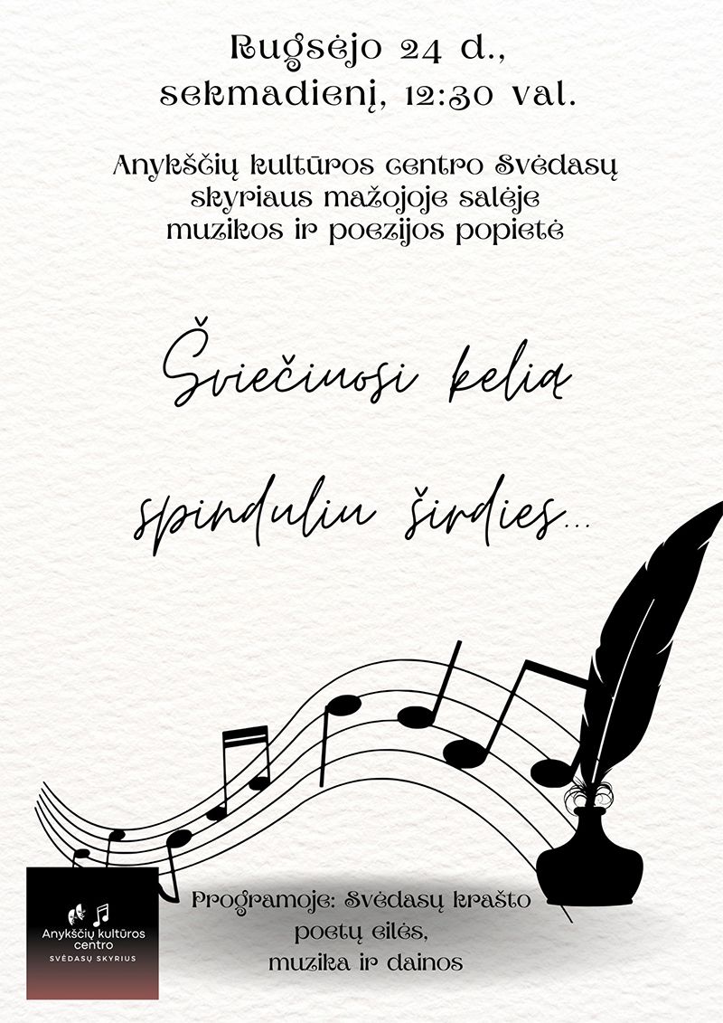 Muzikos ir poezijos popietė „Šviečiuosi kelią spinduliu širdies...“