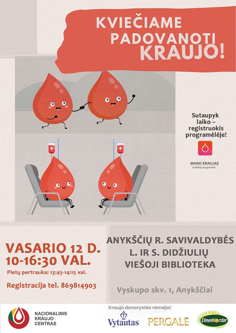 Kraujo donorystės akcija Anykščiuose 