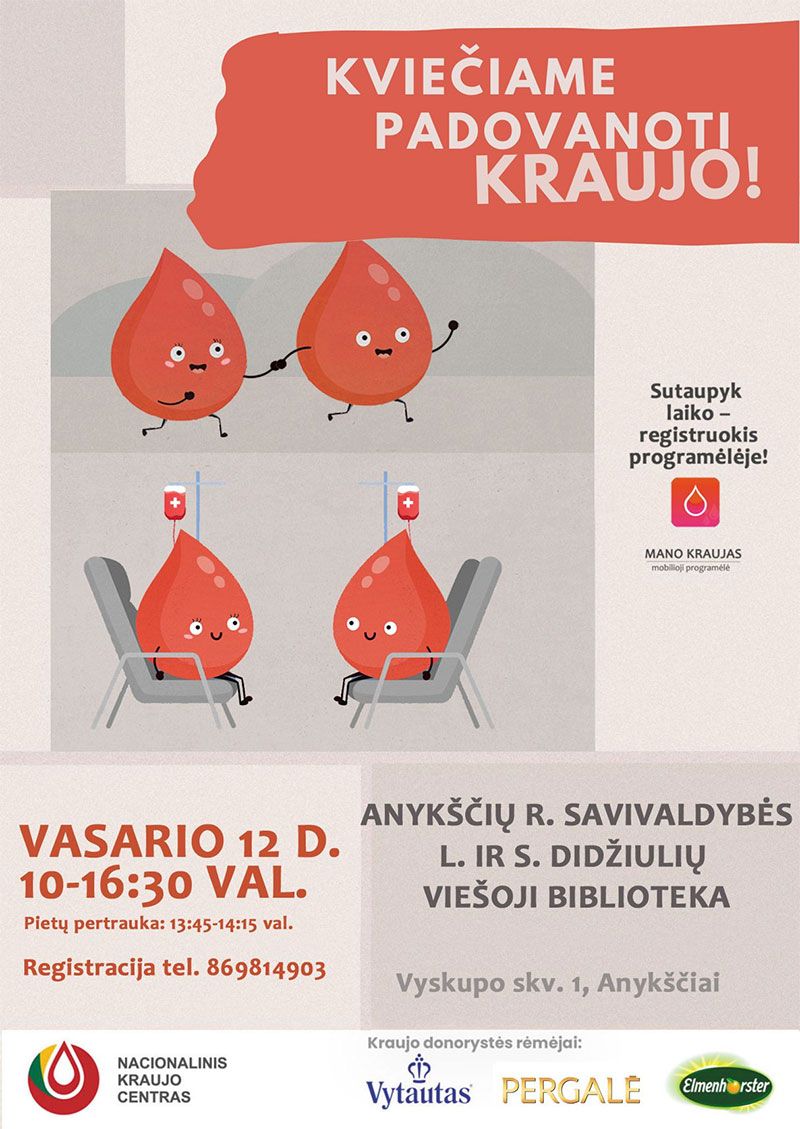 Kraujo donorystės akcija Anykščiuose