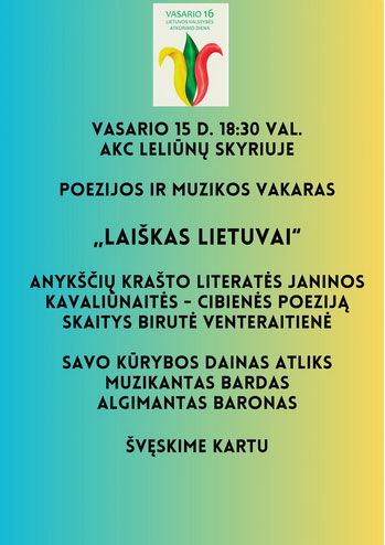 Poezijos ir muzikos vakaras „Laiškas Lietuvai“