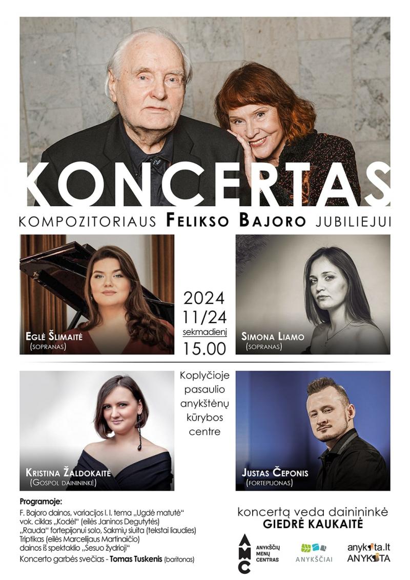 Koncertas skirtas kompozitoriaus Felikso Bajoro jubiliejui paminėti