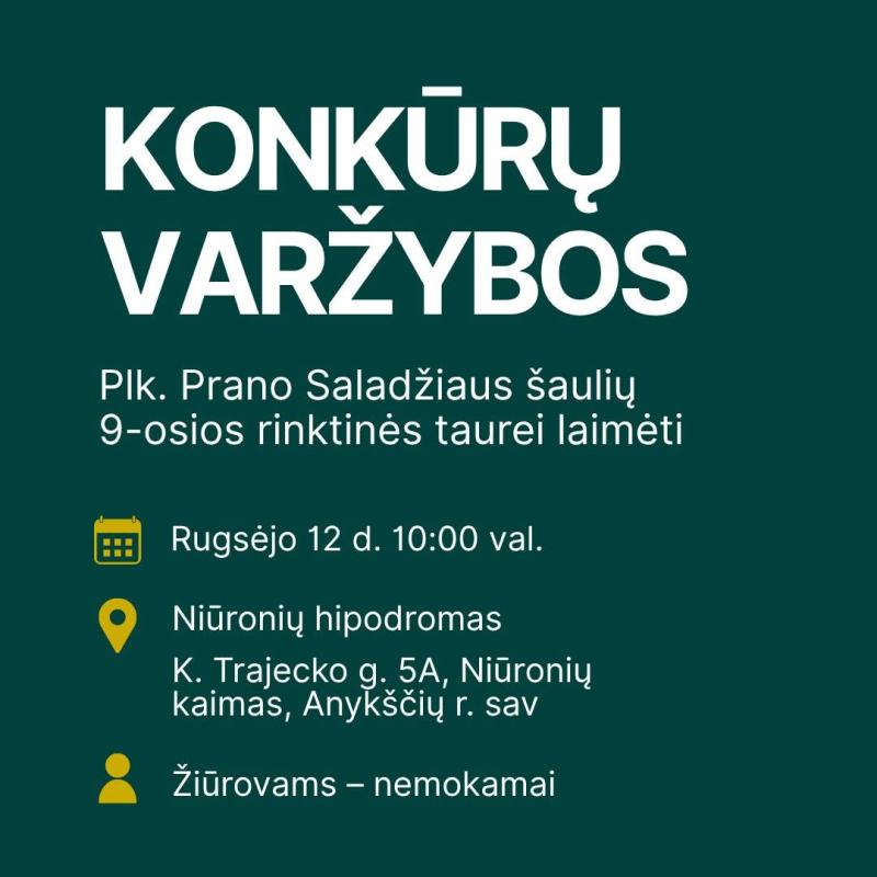 Plk. Prano Saladžiaus šaulių 9 - osios rinktinės taurei laimėti „Konkūrų varžybos“