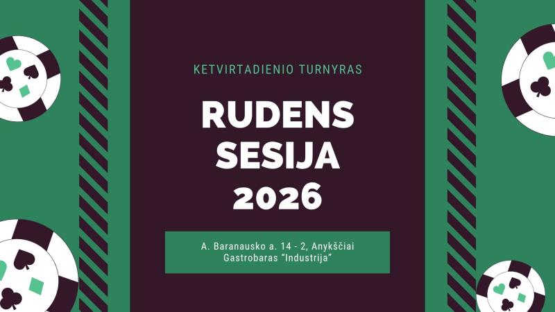 Pokerio vakaras „Ketvirtadienio turnyras. Rudens sesija“