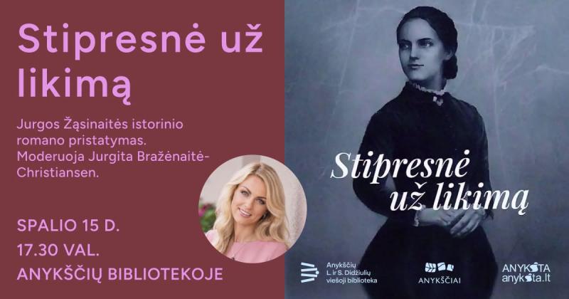 Jurgos Žąsinaitės naujausios knygos „Stipresnė už likimą“ pristatymas