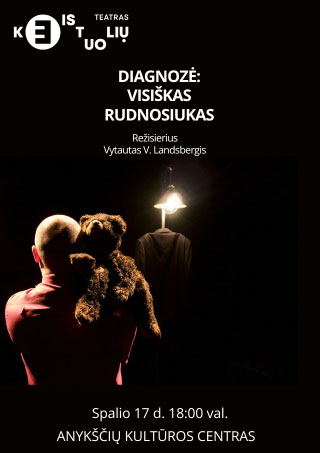Profesionalių teatrų festivalis „Pakeleivingi“ (2026) / Spektaklis „Diagnozė: visiškas Rudnosiukas“ / Keistuolių teatras / Rež. Vytautas V. Landsbergis