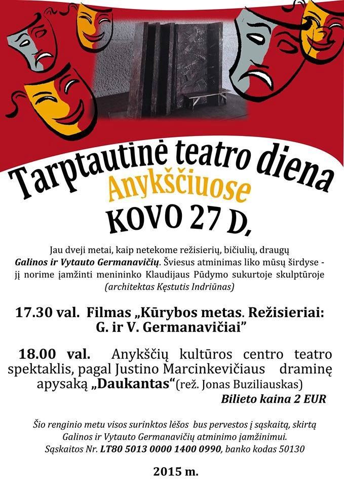 Teatro diena. Filmas apie režisierius G. ir V. Germanavičius. Spektaklis „Daukantas“