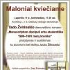 Tado Žvirinskio dienoraštinio romano „Manuscriptum discipuli arba studentiška 1990–1991 metų kronika“ pristatymas