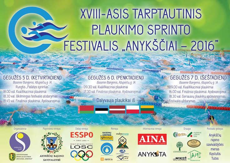 XVIII-asis Tarptautinis plaukimo sprinto festivalis „Anykščiai - 2016“